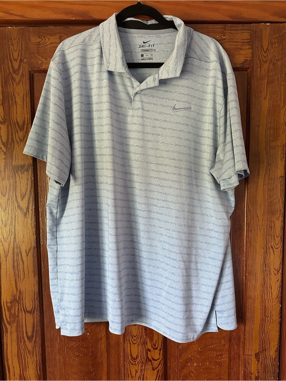 Nike Light Blue Striped Dri-FIT Polo